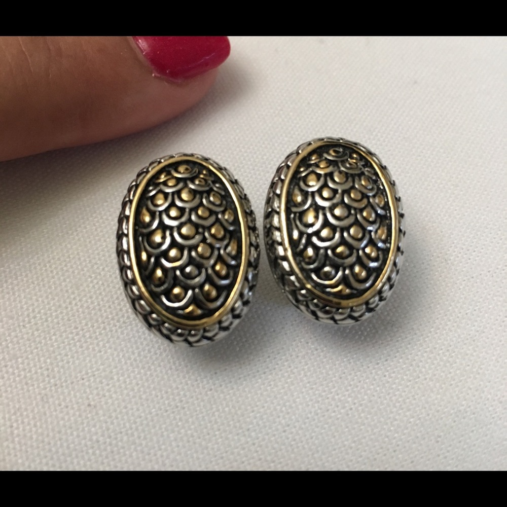 John Medeiros Silver Tone w/Gold Earrings